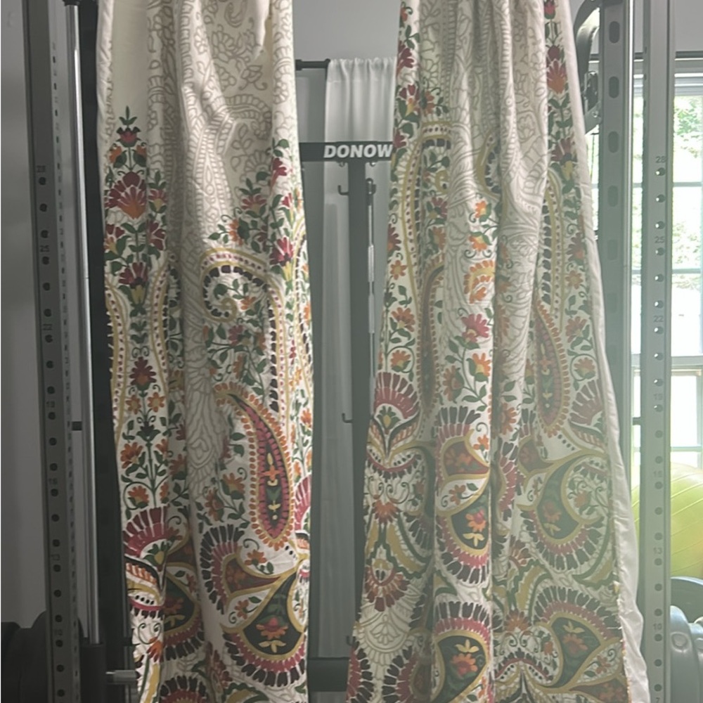 Modcloth Red and Green Damask Curtains